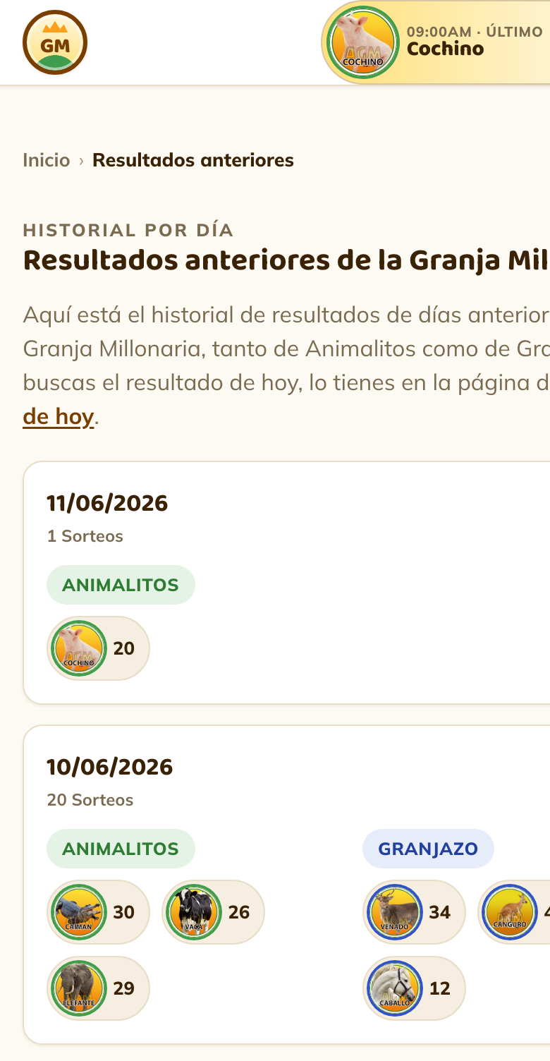 Captura: resultados anteriores por fecha